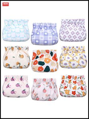 9 Pcs Mini Cosmetic Bags Drawstring Makeup Pouches Waterproof Oxford Cloth